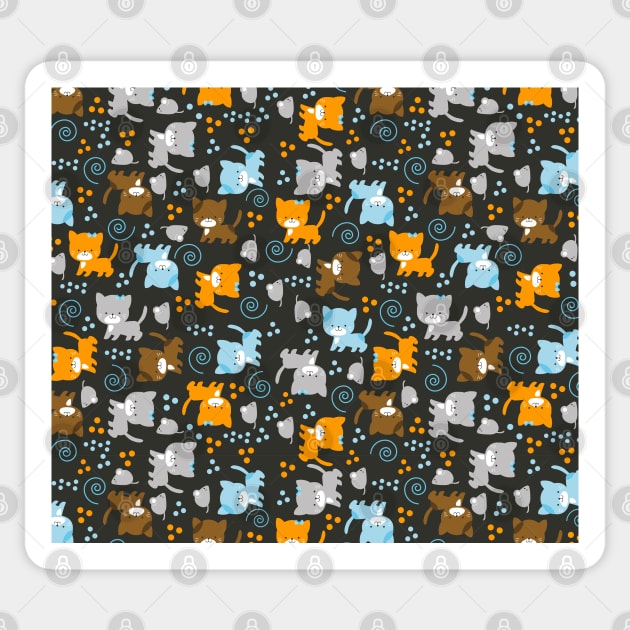 Cute Cats Pattern Sticker by JessDesigns